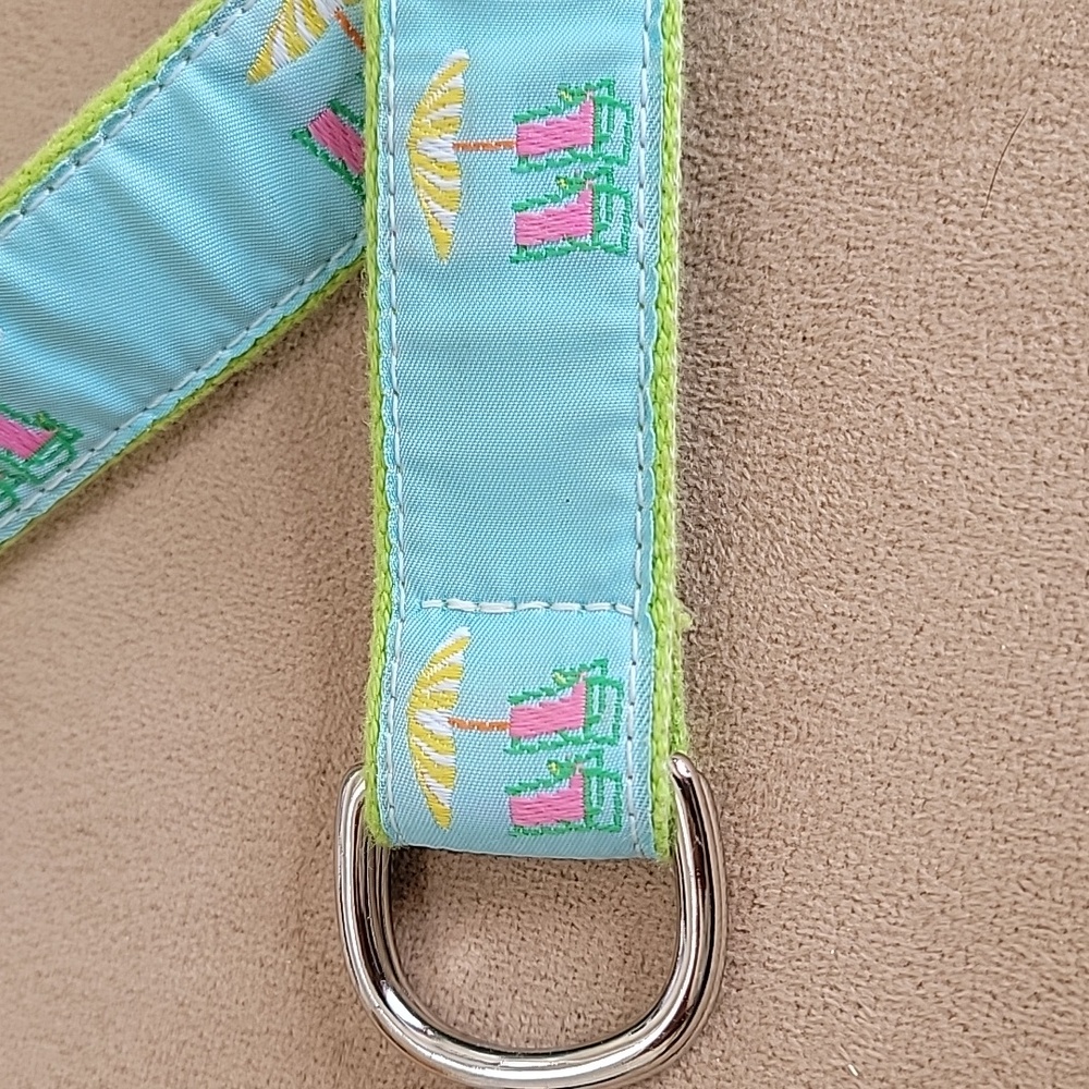Eliza B Blue & Green Beach Chair D-Ring Ribbon Beach Chair Belt Size Medium EUC - Picture 2 of 7
